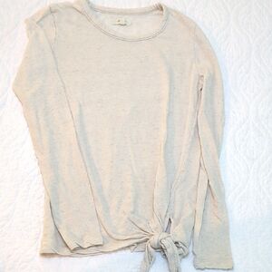 Madewell Cream Long Sleeve Tie-Front Top